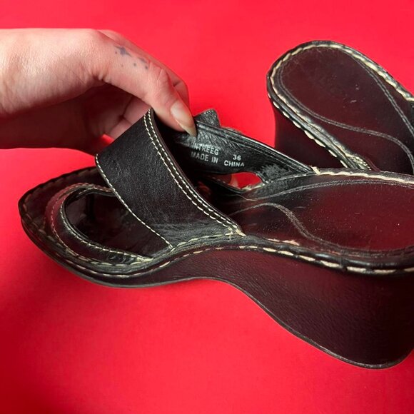 Aldo / Chunky brown leather wedge sandals 🤎🤍 - Picture 4 of 5